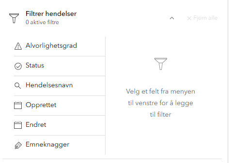 Filtrer hendelser