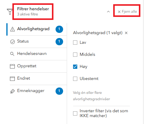 Resultat av filtrering