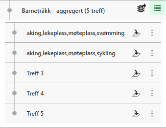 Treffliste for et datasett i DOK-analysen