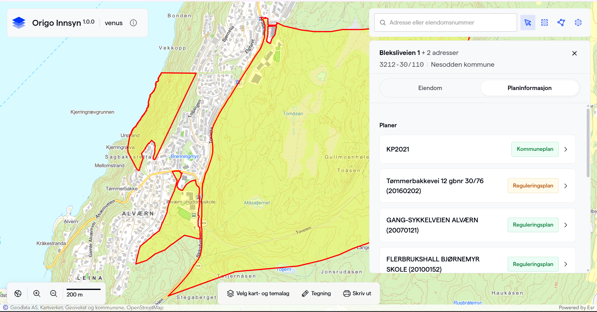 Planinformasjon detaljer