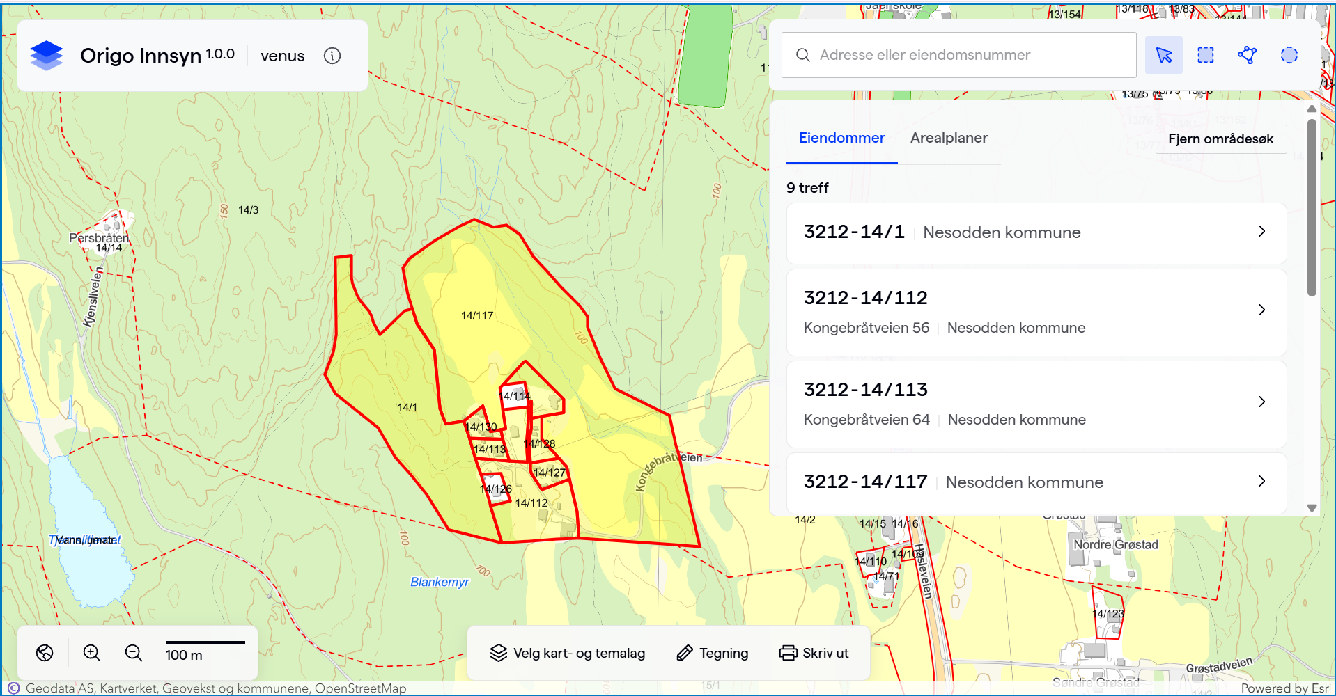 Områdesøk – resultat