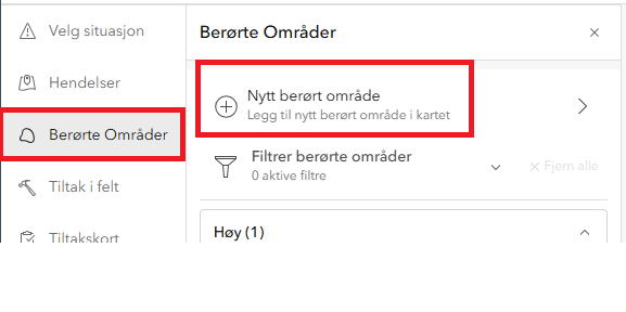 Opprett berørt område