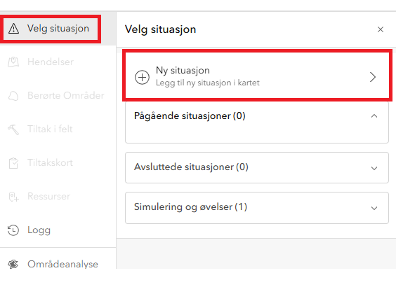 Opprett ny situasjon