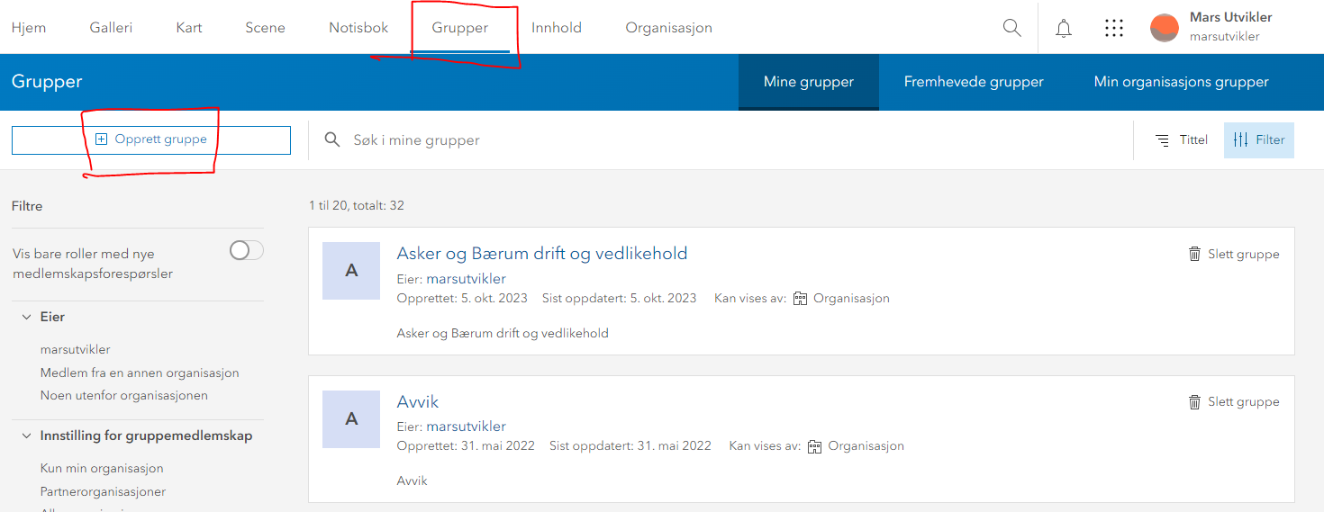 opprettegruppe