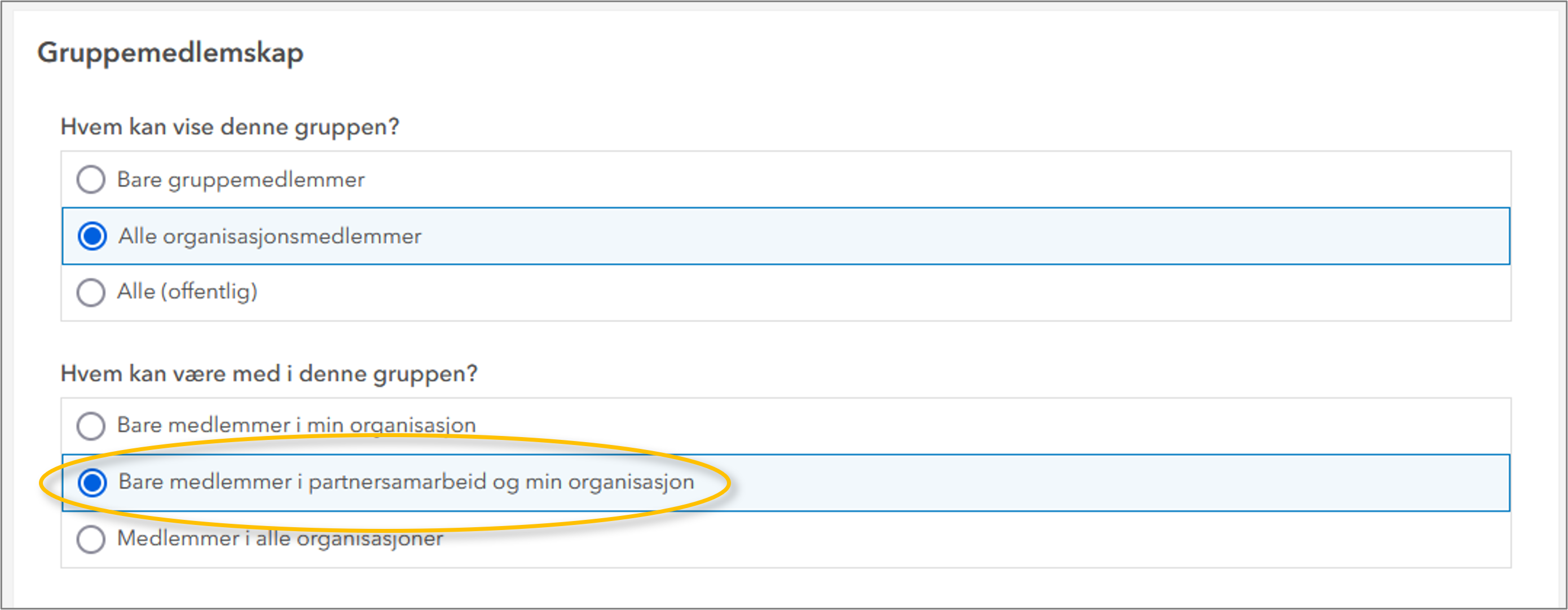 partnersamarbeid instillinger